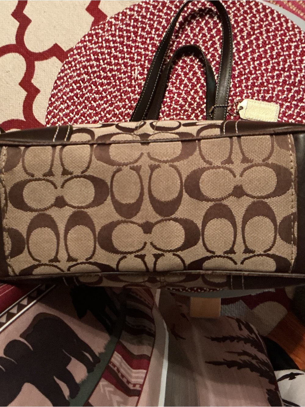 Coach Beige and Brown Signature Canine Tote Cover